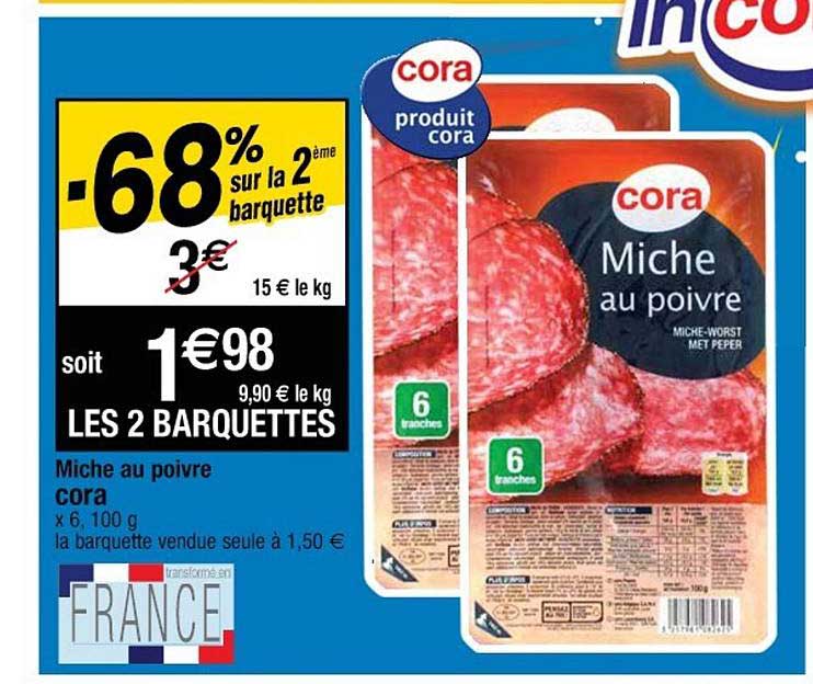 Miche Au Poivre Cora -68% Sur La 2ème Barquette