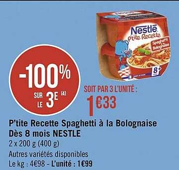 p'tite recette spaghetti à la bolognaise dès 8 mois nestlé