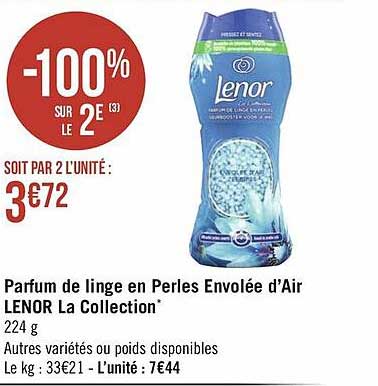 parfum de linge en perles envolée d'air lenor la collection