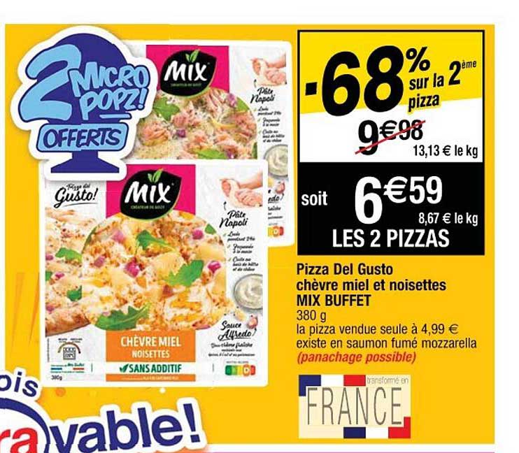 Pizza Del Gusto Chèvre Miel Et Noisettes Mix Buffet -68% Sur La 2ème Pizza