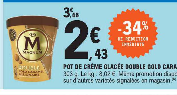pot de crème glacée double glod caramel
