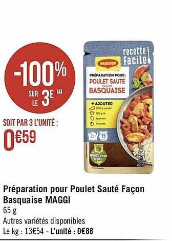 préparation pour poulet sauté façon basquaise maggi