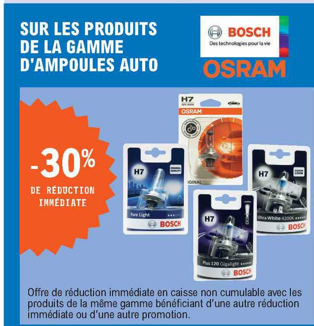produits de la gamme d'ampoules auto bosch