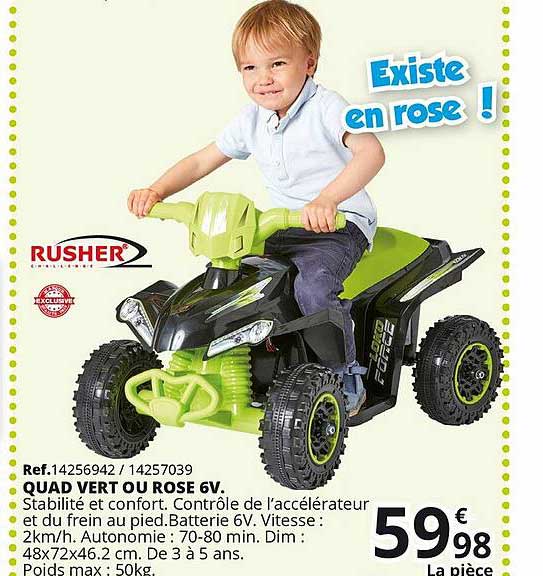 quad vert ou rose 6v rusher