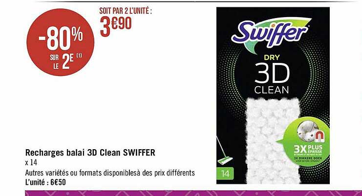 Recharges Balai 3d Clean Swiffer