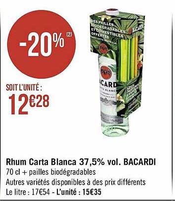 rhum carta blanca 37,5% vol. bacardi