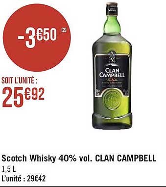 scotch whisky 40% vol. clan campbell
