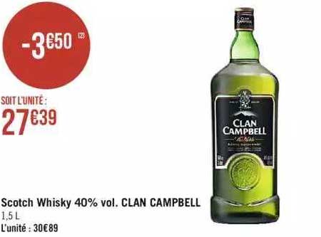 scotch whisky 40% vol. clan campbell