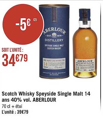 scotch whisky speyside single malt 14 ans 40% vol. aberlour