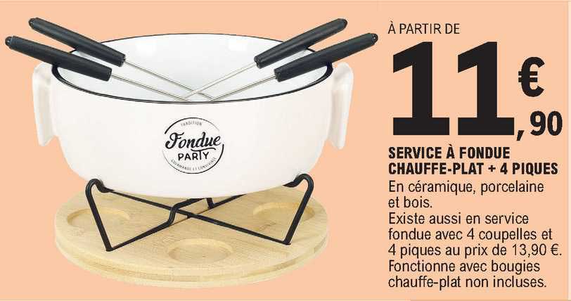 service à fondue chauffe-plat + 4 piques