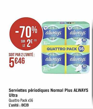 serviettes périodiques normal plus always ultra