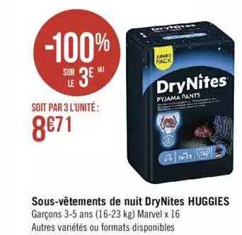 sous-vêtements de nuit drynites huggies