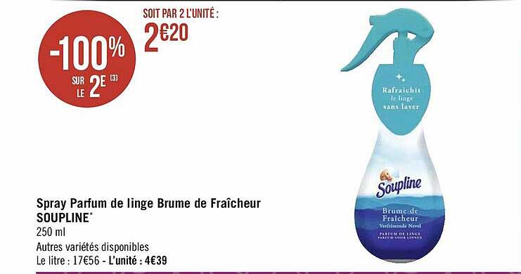 spray parfum de linge brume de fraîcheur soupline