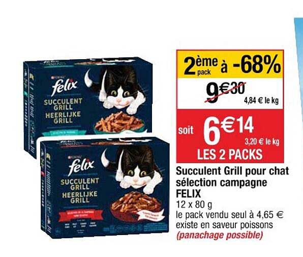 succulent grill pour chat sélection campagne felix 2ème pack à -68%