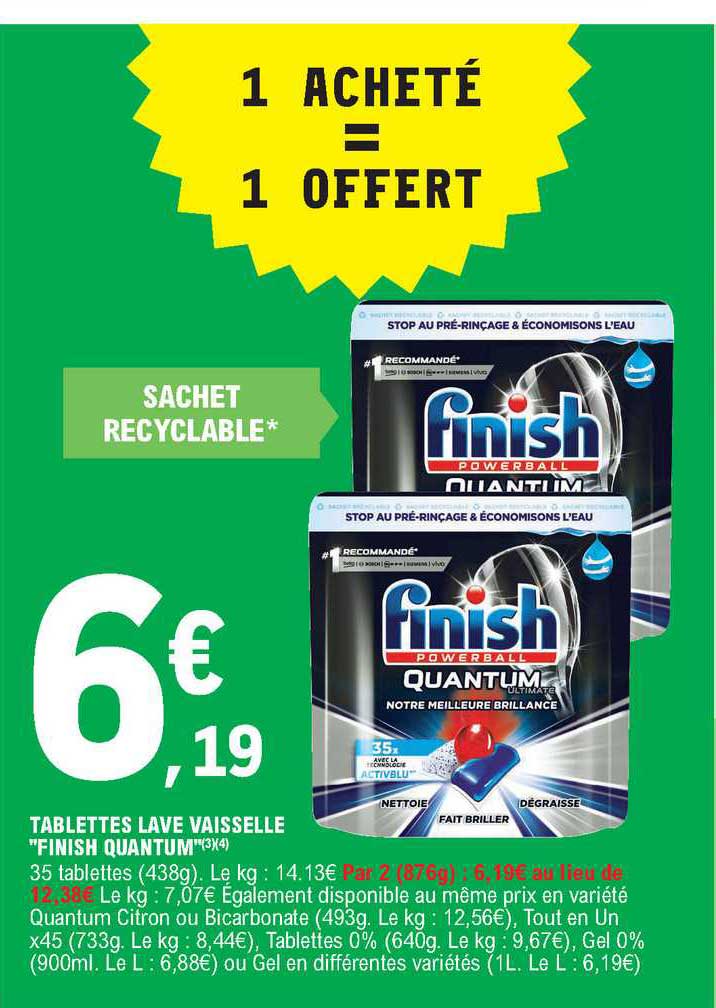 Tablettes Lave Vaisselle "finish Qauntum"