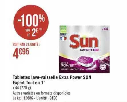 tablettes lave-vaisselle extra power sun expert tout en 1