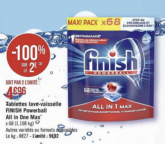 tablettes lave-vaisselle finish powerball all in one max
