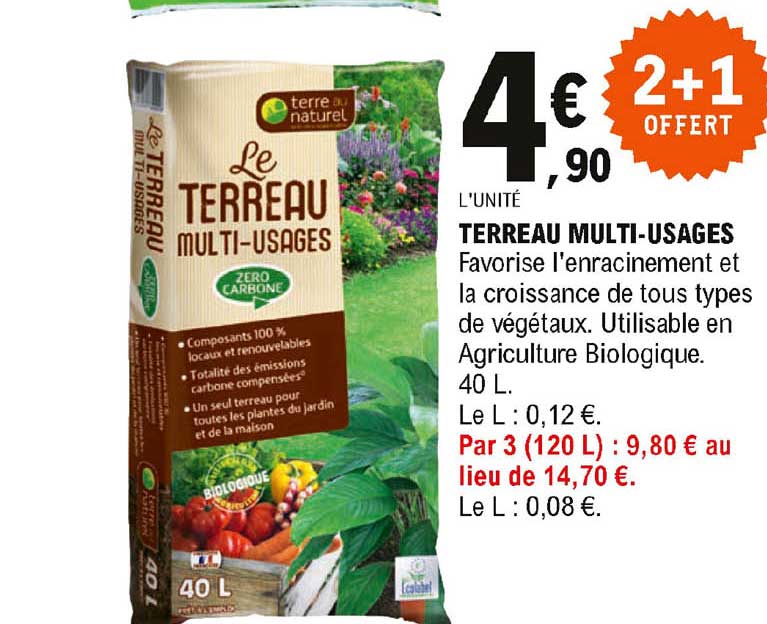 terreau multi-usages 2+1 offert