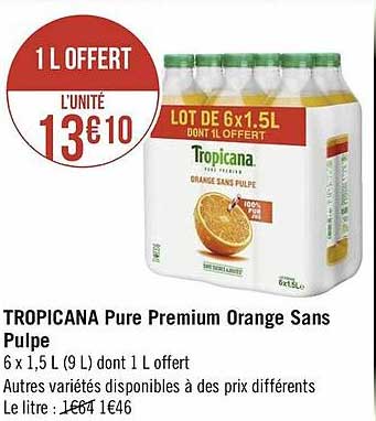 Tropicana Pure Premium Orange Sans Pulpe