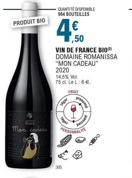 vin de france bio domaine romanissa "mon cadeau" 2020