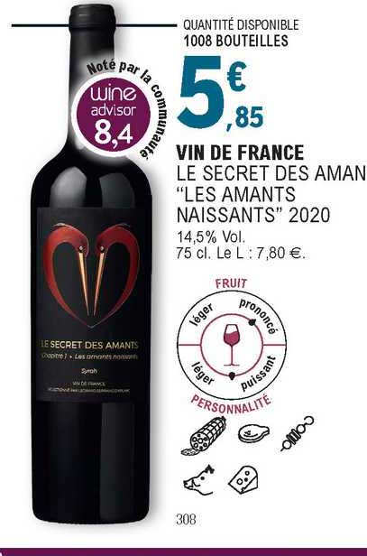 vin de france le secret des amants "les amants naissants" 2020