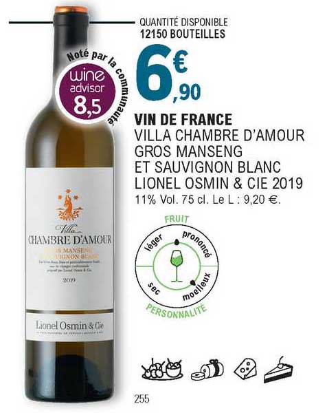 vin de france villa chambre d'amour gros manseng et sauvignon blanc lionel osmin & cie 2019
