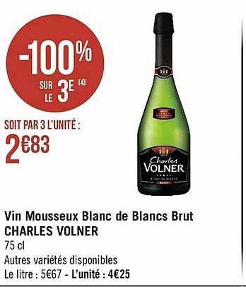vin mousseux blanc de blancs brut charles volner