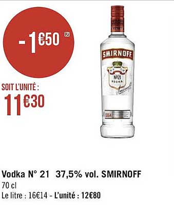 vodka n° 21 37,5% vol. smirnoff