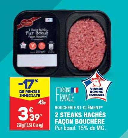 2 steaks hachés façon bouchère boucherie st-clément