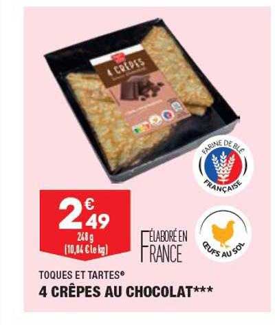 4 crêpes au chocolat toques et tartes