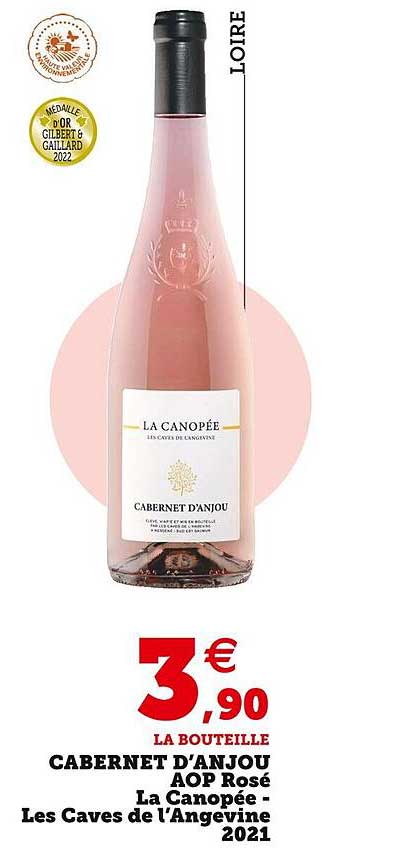 cabernet d'anjou aop rosé la canopée - les caves de l'angevine 2021