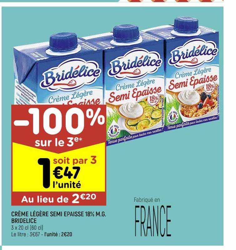 crème légère semi épaisse 18% m.g. bridélice