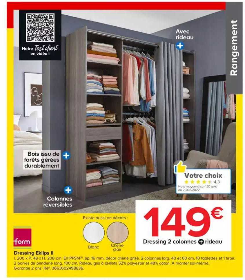 dressing 2 colonnes + rideau eklips II  form