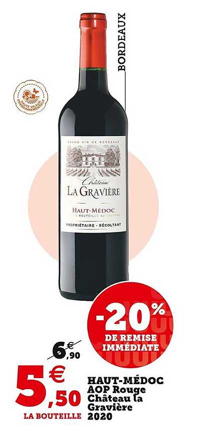 haut-médoc aop rouge château la gravière 2020