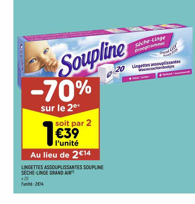 lingettes assouplissantes soupline sèche-linge grand air
