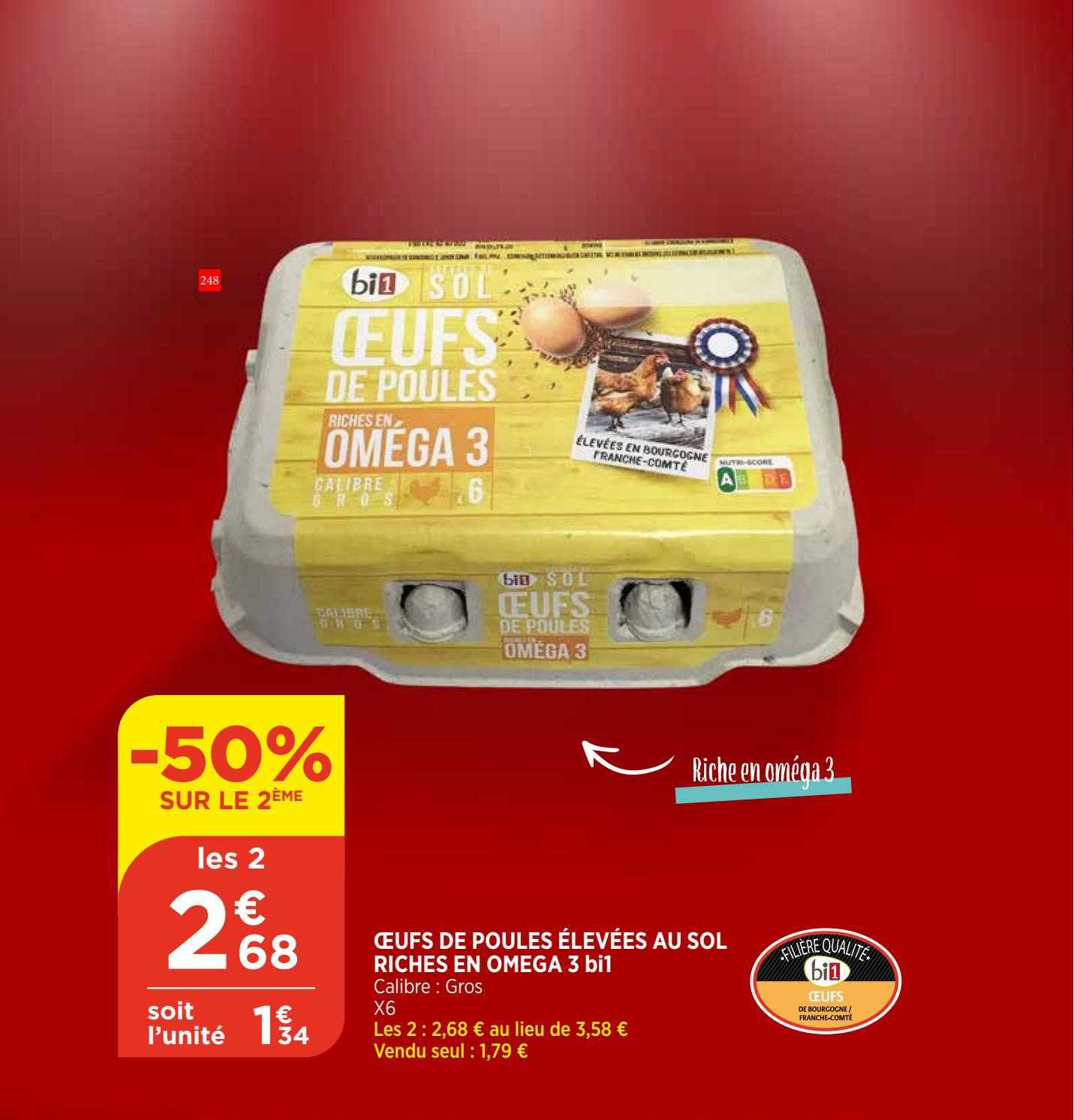 oeufs de poules élevées au sol riches en oméga 3 bi1