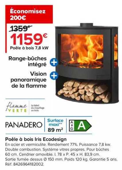 poêle à bois iris ecodesign panadero