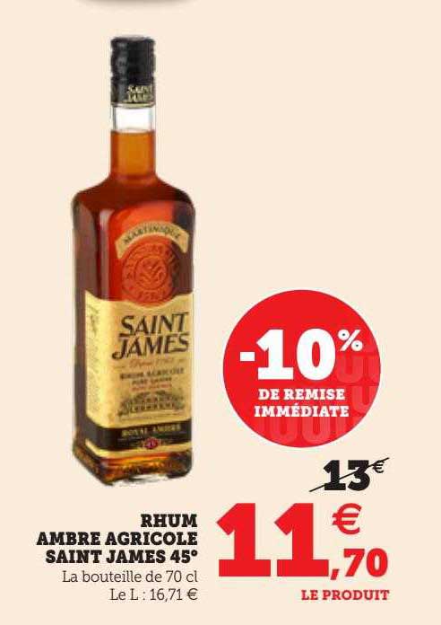 Rhum Ambré Agricole Saint James 45°