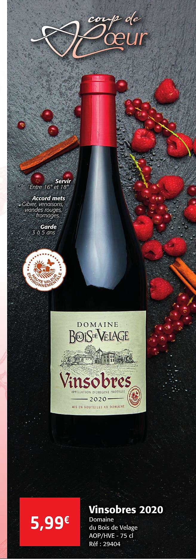 vinsobres 2020 domaine du bois de velage aop-hve