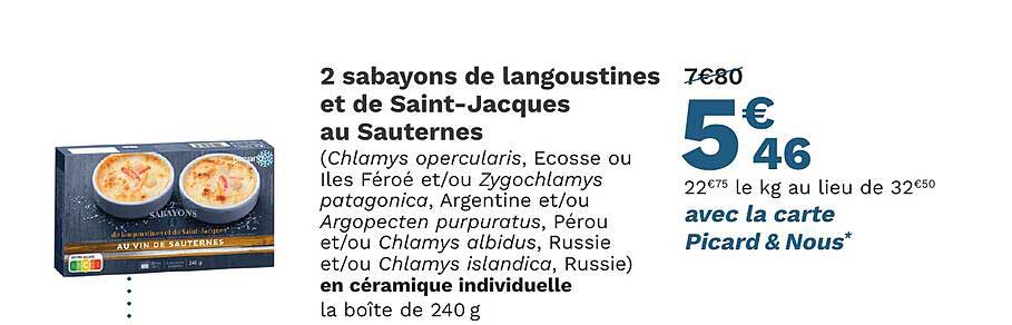 2 sabayons de langoustines et de Saint-Jacques au sauternes