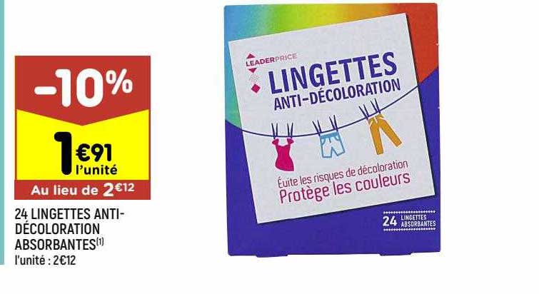 24 lingettes anti-décoloration absorbantes