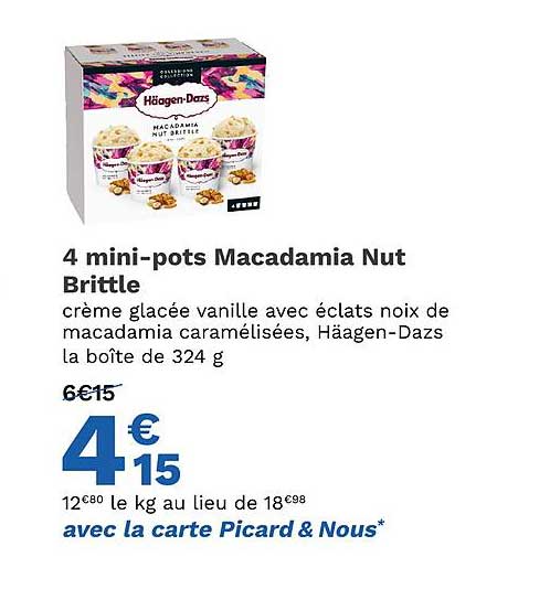 4 mini-pots macadamia nut brittle häagen-dazs
