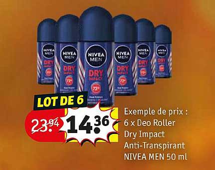 6 x déo roller dry impact anti-transpirant nivea men