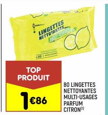 80 lingettes nettoyantes multi-usages parfum citron