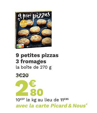 9 petites pizzas 3 fromages