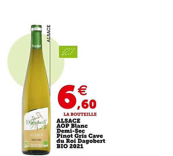 Alsace Aop Blanc Demi-sec Pinot Gris Cave Du Roi Dagobert Bio 2021