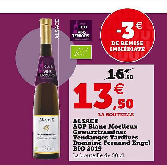 alsace aop blanc moelleux gewurztraminer vendanges tardives domaine fernand engel bio 2019