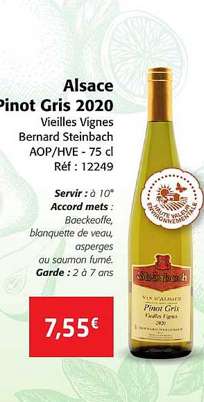 Alsace Pinot Gris 2020 Vieilles Vignes Bernard Steinbach Aop-hve