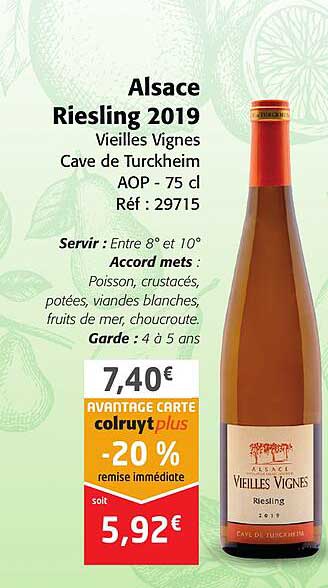 alsace riesling 2019 vieilles vignes cave de turckheim aop