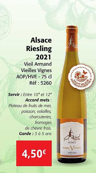 alsace riesling 2021 vieil armand vieilles vignes aop-hve